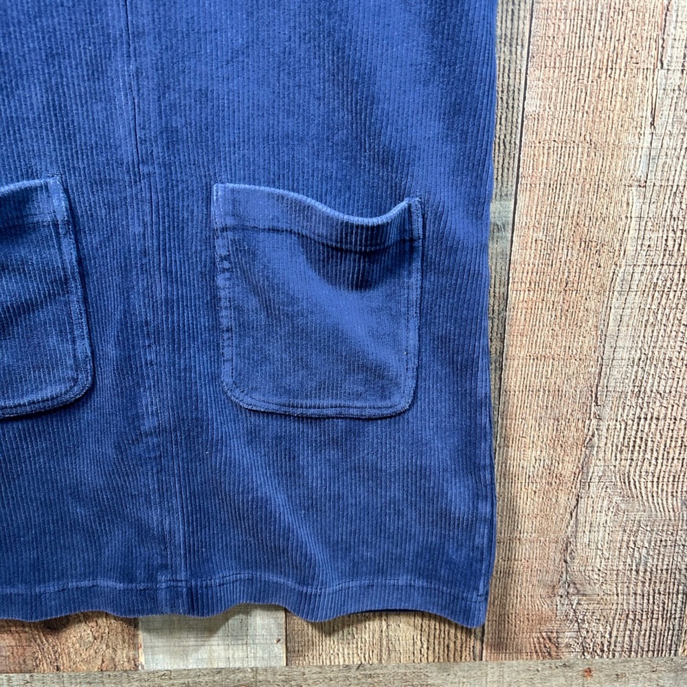 Marine Layer Navy Blue Organic Cotton Corduroy Millie Jumper Dress Medium M - Picture 2 of 7